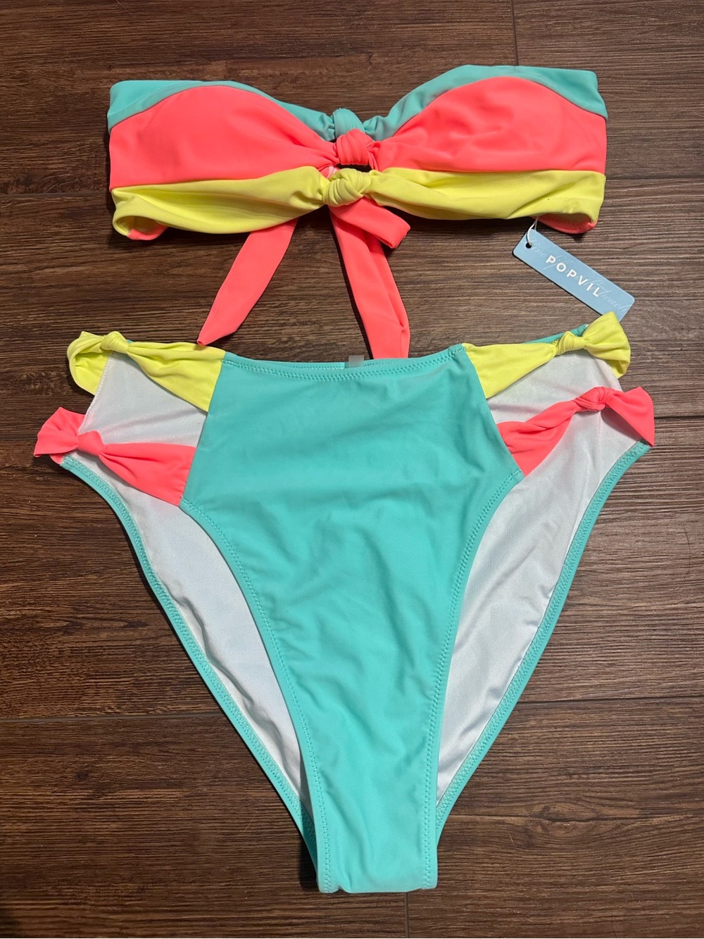 NWT Large Color Block Neon Popvil Swimsuit